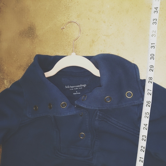 Soft Surroundings blue button cowl tunic sweatshirt size S - Picture 4 of 7